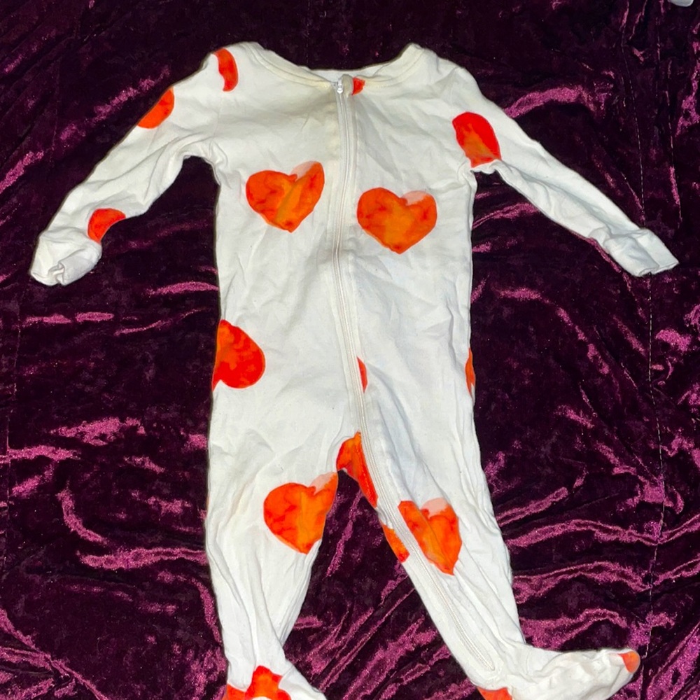 Girls white with orange hearts sleeper